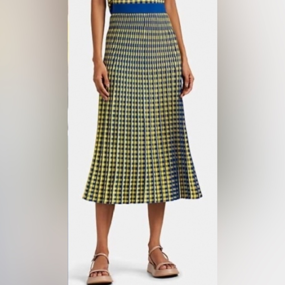 Derek Lam 10 Crosby Pleated Gingham Midi Skirt Set - Picture 2 of 14